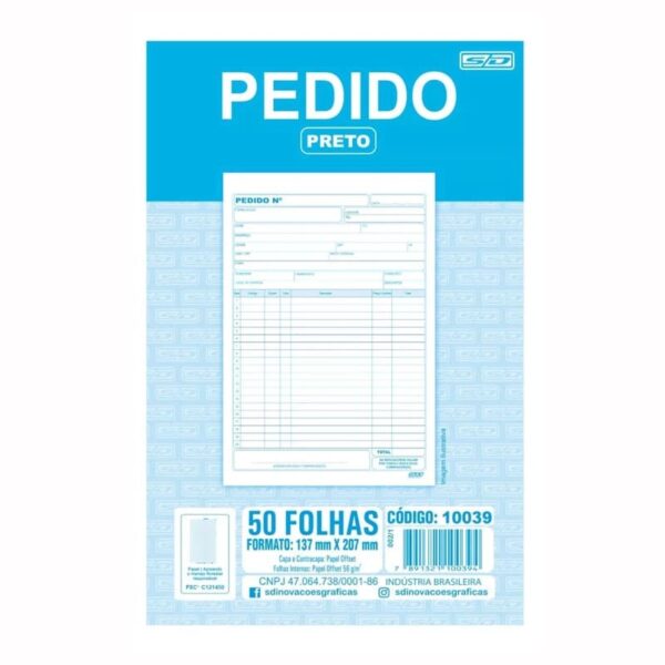 TALAO DE PEDIDO 1 VIA 1/8 50FLS