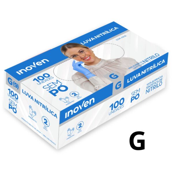LUVA NITRILICA AZUL G SEM PÓ