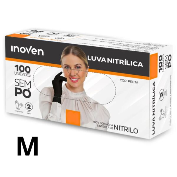 LUVA NITRILICA PRETA M SEM PÓ
