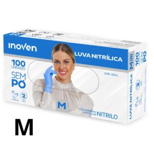LUVA NITRILICA AZUL M SEM PÓ
