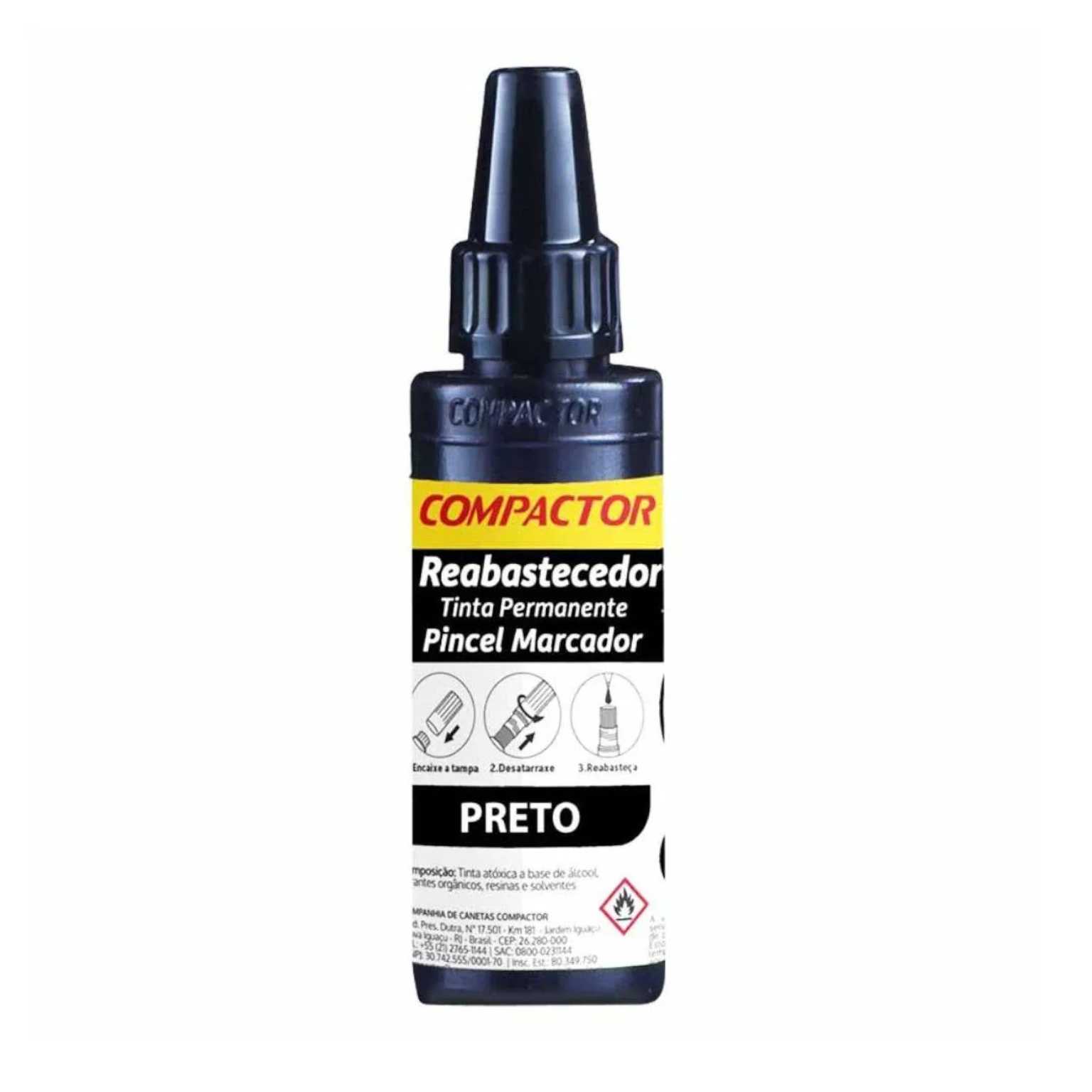 TINTACOMPACTOR PRETA P/PINCEL MARCADOR 30ML