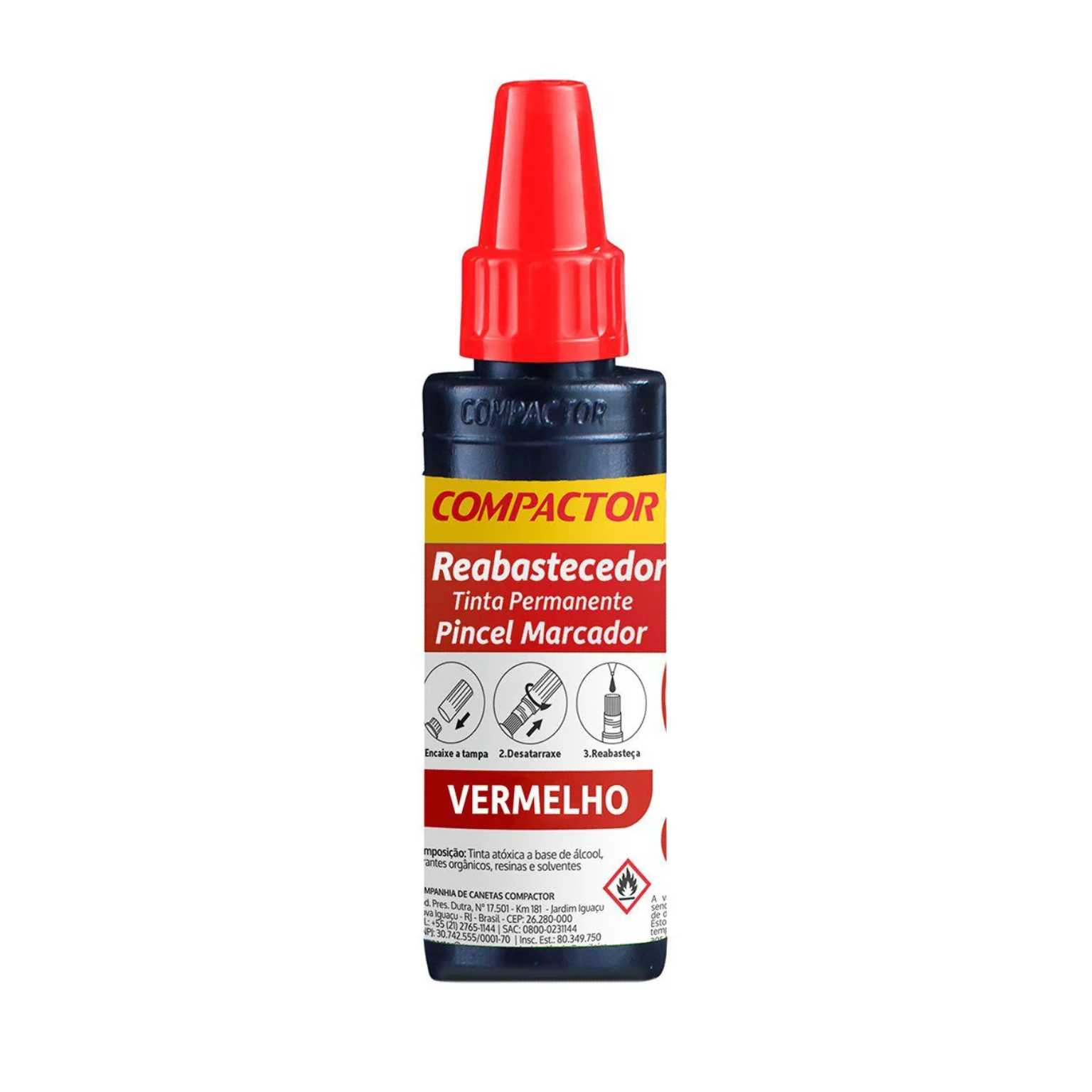 TINTACOMPACTOR VERMELHA P/PINCEL MARCADOR 30ML